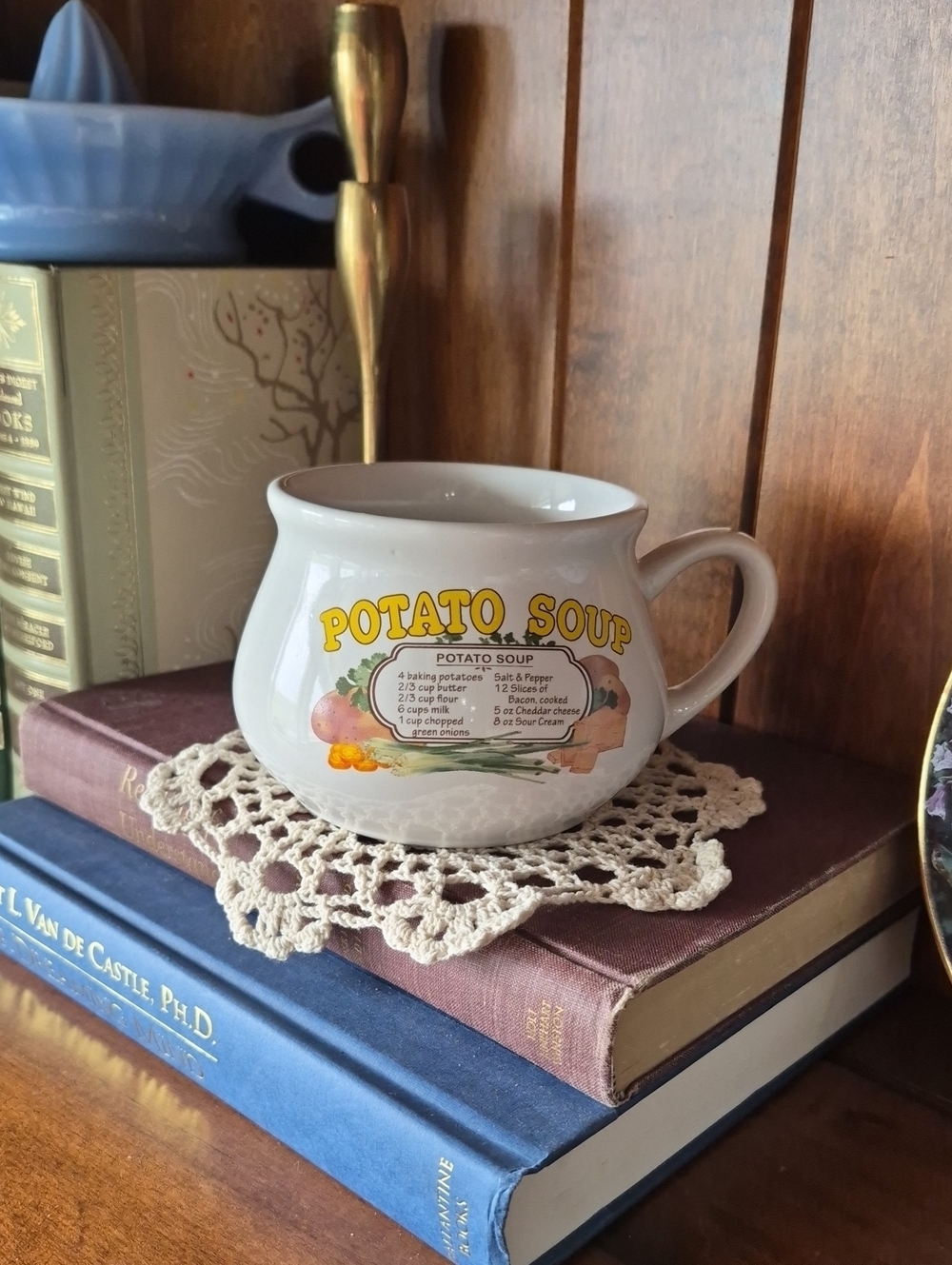 White Potato Soup Ceramic Crock Mug with Recipe Graphic